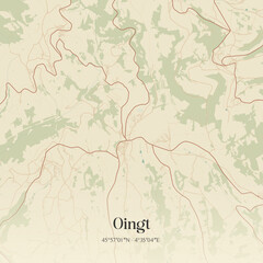 Fototapeta premium Vintage map of Oingt, France.