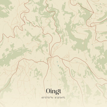Vintage map of Oingt, France.