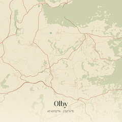 Vintage map of Olby, France.