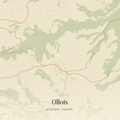 Obraz premium Vintage map of Olloix, France.