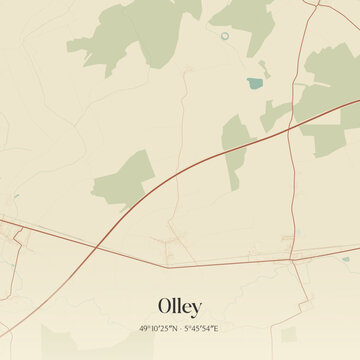 Vintage map of Olley, France.