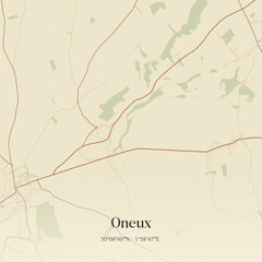Fototapeta premium Vintage map of Oneux, France.