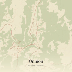 Fototapeta premium Vintage map of Onnion, France.