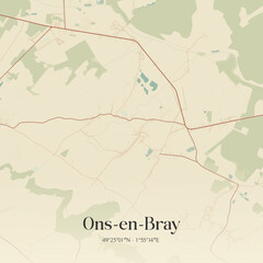 Obraz premium Vintage map of Ons-en-Bray, France.