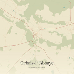 Fototapeta premium Vintage map of Orbais-l'Abbaye, France.