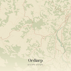 Obraz premium Vintage map of Ordiarp, France.