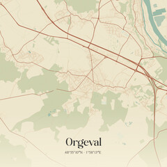 Fototapeta premium Vintage map of Orgeval, France.