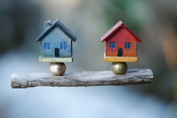 Miniature Houses Balanced on Spheres