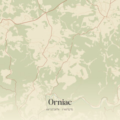 Fototapeta premium Vintage map of Orniac, France.