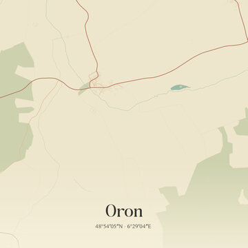 Vintage map of Oron, France.