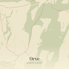 Obraz premium Vintage map of Orve, France.