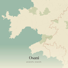 Obraz premium Vintage map of Osani, France.