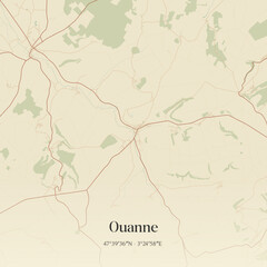 Obraz premium Vintage map of Ouanne, France.