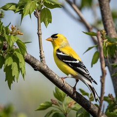 a goldfinch on a tree branch