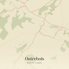 Obraz premium Vintage map of Outrebois, France.