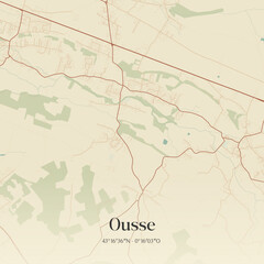 Obraz premium Vintage map of Ousse, France.
