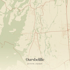 Fototapeta premium Vintage map of Oursbelille, France.