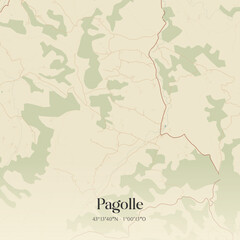 Obraz premium Vintage map of Pagolle, France.