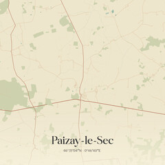 Fototapeta premium Vintage map of Paizay-le-Sec, France.