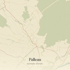 Obraz premium Vintage map of Palleau, France.