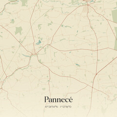 Fototapeta premium Vintage map of Pannecé, France.