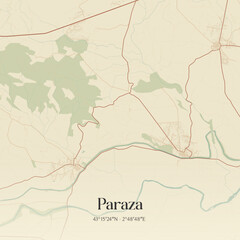Fototapeta premium Vintage map of Paraza, France.