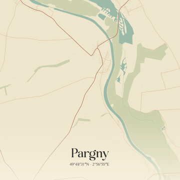 Vintage map of Pargny, France.