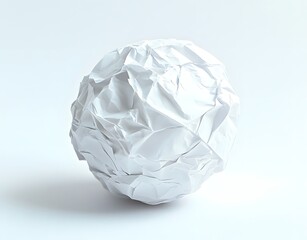 Fototapeta premium Crumpled paper ball on a plain white background abstract concept for creativity and