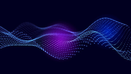 Abstract wave of musical sounds. Smooth information transfer. 3D rendering.