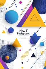 Obraz premium Colorful Geometric Abstract Composition with Circles and Triangles on White Background