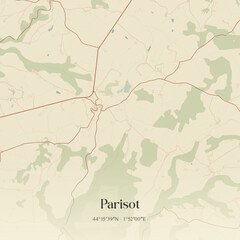 Obraz premium Vintage map of Parisot, France.