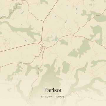 Vintage map of Parisot, France.