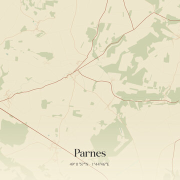 Vintage map of Parnes, France.