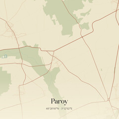 Obraz premium Vintage map of Paroy, France.