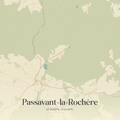 Obraz premium Vintage map of Passavant-la-Rochère, France.