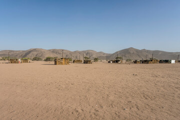 woodden shacks  in desert village, De Riet, Namibia
