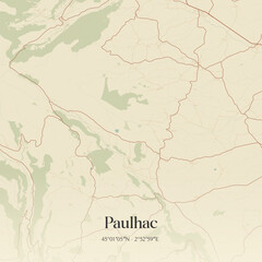 Fototapeta premium Vintage map of Paulhac, France.