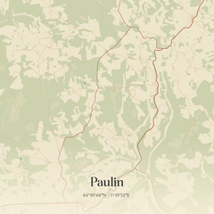 Fototapeta premium Vintage map of Paulin, France.