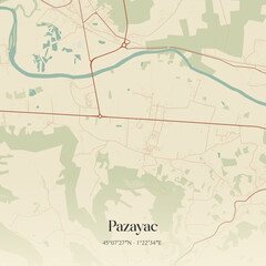 Obraz premium Vintage map of Pazayac, France.