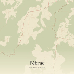 Obraz premium Vintage map of Pébrac, France.