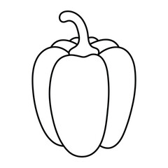 Bell pepper vector illustration. Sweet pepper vegetable icon in doodle style. Black outline isolated on white background.
