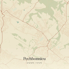 Naklejka premium Vintage map of Pechbonnieu, France.