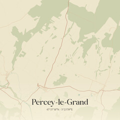 Obraz premium Vintage map of Percey-le-Grand, France.