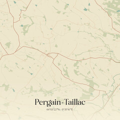 Fototapeta premium Vintage map of Pergain-Taillac, France.