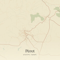 Obraz premium Vintage map of Péret, France.