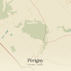 Obraz premium Vintage map of Périgny, France.