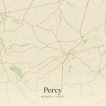 Vintage map of Percy, France.