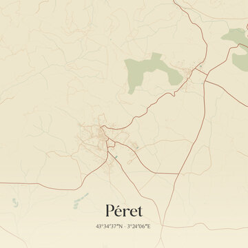 Vintage map of P&eacute;ret, France.