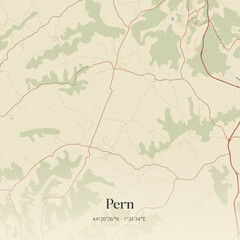 Fototapeta premium Vintage map of Pern, France.