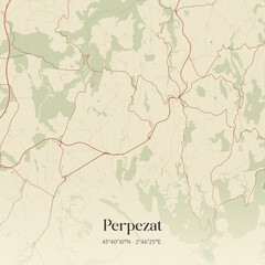 Fototapeta premium Vintage map of Perpezat, France.